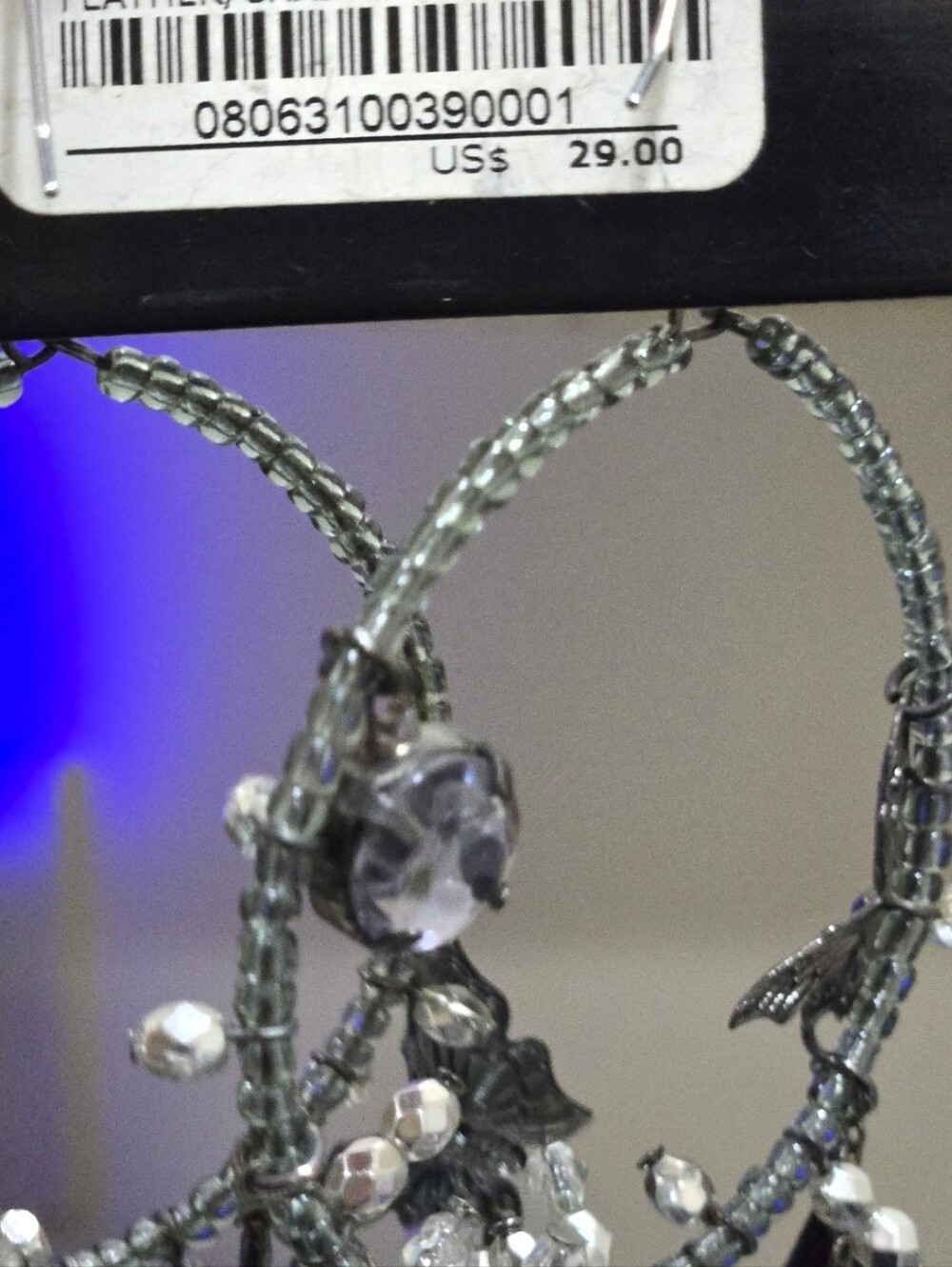 Vintage Y2K Bebe Feather & Crystal Butterfly Chandelier Earrings – NEW - Picture 3 of 7